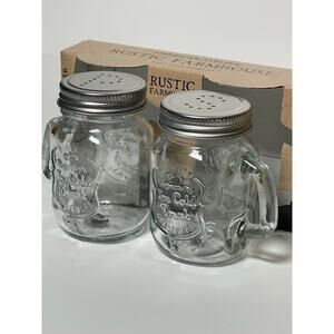 American Atelier RUSTIC FARMHOUSE MINI MASON JAR Glass Salt & Pepper Shaker Set